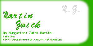 martin zwick business card